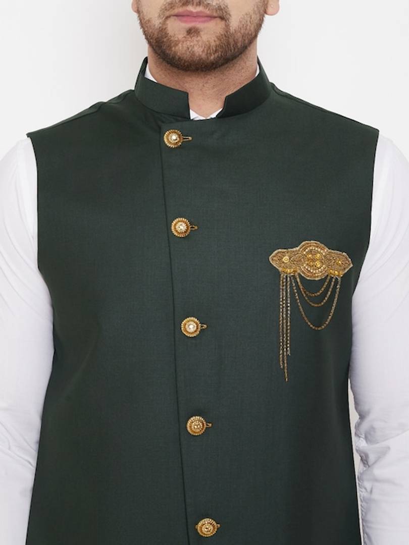 Men's Multicoloured 
Cotton Blend
 Embellished
 Nehru Jackets